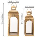 Laterne Metall mit Glas in Messing-Optik H50cm 2er-Set | Floristik24.ch