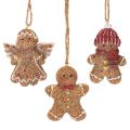 Floristik24 Deko Anhänger Lebkuchenfiguren aus Polyresin 7 cm 3er Set Braun Rot Weiss