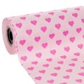 Floristik24 Manschettenpapier Rosa 25 cm x 100 m mit Herzmotiv
