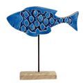 Floristik24 Maritimer Deko Holz Fisch auf Ständer Blau 25cm × 24,5cm
