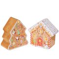 Floristik24 Metall Keksdose in Lebkuchenoptik Tannenbaum und Haus 14cm 2er-Set