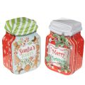 Floristik24 Metalldose 2er-Set Keksdose Weihnachtsmotiv Keksglas-Look 15 cm Bunt