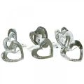 Metallstecker “Unvergessen” „In Liebe" “In Erinnerung”, Trauerdeko Herzen, Silbern 8×7cm 12St | Floristik24.ch
