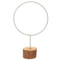 Floristik24 Deko-Ring aus Metall auf Holzsockel, 43 cm, graugrün