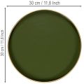 Deko-Tablett aus Metall, 30 cm, grün mit goldfarbener Kante | Floristik24.ch