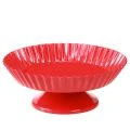 Floristik24 Metallteller Rot Kleiner Dekoteller mit Fuß Metall Ø14cm 2 St