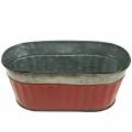 Floristik24 Pflanztopf oval Rot, Silber Zink 26×13cm H11cm