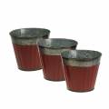 Floristik24 Pflanztopf Rot-Silber Ø13cm H11cm 4er-Set