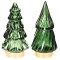 Floristik24 Glas-Tannenbäume mit LED 13 cm Grün 2er-Set