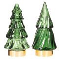 Glas-Tannenbäume mit LED 13 cm Grün 2er-Set | Floristik24.ch