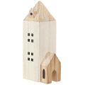 Mini Weihnachtsdorf Holz Deko Weiß Natur H13/7cm 6 St | Floristik24.ch
