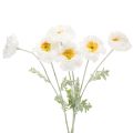 Floristik24 Künstliche Mohnblume Weiss 78 cm 3er-Set mit Flexiblem Stiel für Innenräume