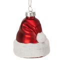 Floristik24 Weihnachtskugeln Nikolausmütze Glas Rot-Weiss 8cm 6 Stück