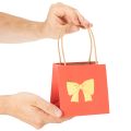 Geschenktüte aus Papier mit Schleifen-Motiv, 12 cm, Rot-Gold, 8 Stück | Floristik24.ch