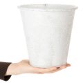 Pflanzgefäss Metall mit Ornamenten Ø20,5cm H19,5cm Weiss Grau für Innen und Aussen | Floristik24.ch