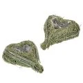 Floristik24 Deko Herz aus Naturgras mit Folieneinsatz 14cm Grün 2er Set