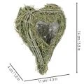 Deko Herz aus Naturgras mit Folieneinsatz 14cm Grün 2er Set | Floristik24.ch