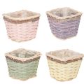 Pflanzkorb quadratisch 14cm mit Folie Holz bunt 4er-Set | Floristik24.ch