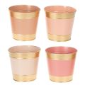 Floristik24 Pflanzkübel Metall-Übertopf Ø13cm H12cm, 4er-Set, Rosa, Beige, Pfirsich und Braun