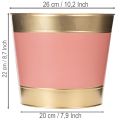 Pflanzkübel Metall Ø26cm H22cm Goldrand Rosa/Beige/Pfirsich/Braun 4er-Set | Floristik24.ch