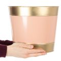 Pflanzkübel Metall Ø26cm H22cm Goldrand Rosa/Beige/Pfirsich/Braun 4er-Set | Floristik24.ch