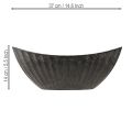 Pflanzschale mit Rillen oval Schiffchen Anthrazit 36cm | Floristik24.ch