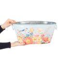 Pflanzschalen aus Metall, oval, mit Blumen- und Vogelmotiv, 39/31/24,5 cm, Set mit 3 Stück | Floristik24.ch