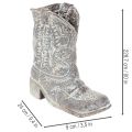 Deko Cowboy-Stiefel Pflanzgefäss Polyresin Grau-Blau 24cm | Floristik24.ch