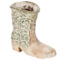 Floristik24 Blumentopf in Stiefel-Form aus Polyresin mit Blumenmuster, 24 cm, Braun-Grün