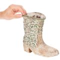 Blumentopf in Stiefel-Form aus Polyresin mit Blumenmuster, 24 cm, Braun-Grün | Floristik24.ch