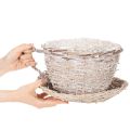 Korb Tasse mit Unterteller aus Weide 34 cm Weiss-Grau | Floristik24.ch