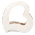 Floristik24 Herzförmige Deko-Schale aus Keramik, 19 cm, Weiss, zum Bepflanzen und Dekorieren
