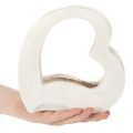 Herzförmige Deko-Schale aus Keramik, 19 cm, Weiss, zum Bepflanzen und Dekorieren | Floristik24.ch