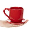 Tasse mit Unterteller aus Keramik, 17 cm, Rot, für Trocken- und Kunstblumen | Floristik24.ch