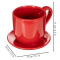 Tasse mit Unterteller aus Keramik, 17 cm, Rot, für Trocken- und Kunstblumen | Floristik24.ch