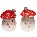 Floristik24 Pilzhaus 2er-Set Keramik 10cm rot-weiss mit Schornstein