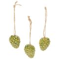 Floristik24 Zapfen-Anhänger aus Keramik, 5 cm, grün, Set mit 3 Stück