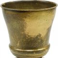 Vintage Übertopf Metall Pokalvase Messing Ø17cm H19cm | Floristik24.ch