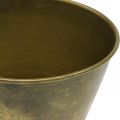 Vintage Übertopf Metall Pokalvase Messing Ø11,5cm H13,5cm | Floristik24.ch