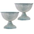 Pokalschale Klein Metall Blau Weiß Antik Ø12cm H10,5cm 2St | Floristik24.ch