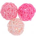 Floristik24 Rattankugel Rosa-Mix Ø5cm 18St