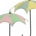 Floristik24 Metallschirme, Frühling, Regenschirme zum Hängen, Herbstdeko Rosa/Grün, Blau/Gelb H29,5cm Ø24,5cm 2er-Set