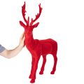 Dekofigur Hirsch stehend 85 cm rot beflockt Kunststoff für Innen | Floristik24.ch