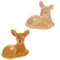 Floristik24 Dekofigur Rehkitz liegend 8cm Kunststoff Braun 6er-Set für Tischdekoration