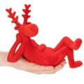 Dekofigur Rentier liegend aus Kunststoff 24 cm Rot 2er-Set | Floristik24.ch