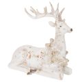 Floristik24 Dekofigur Hirsch sitzend mit Geweih 30 cm Polyresin Weiss