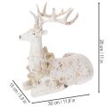Dekofigur Hirsch sitzend mit Geweih 30 cm Polyresin Weiss | Floristik24.ch