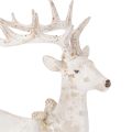 Dekofigur Hirsch sitzend mit Geweih 30 cm Polyresin Weiss | Floristik24.ch