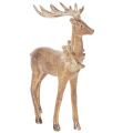 Floristik24 Dekofigur Hirsch mit Geweih 28cm Polyresin Braun mit Gold und Silber