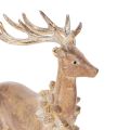Dekofigur Hirsch mit Geweih 28cm Polyresin Braun mit Gold und Silber | Floristik24.ch